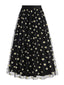 Jupe trapèze taille haute en maille marguerite des années 1940