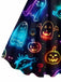 [Prévente] Robe d'Halloween couleur néon avec citrouille fantôme des années 1950