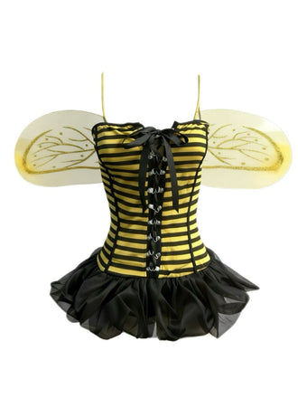 Ensemble de costume de cosplay d'abeille rayée jaune années 1960