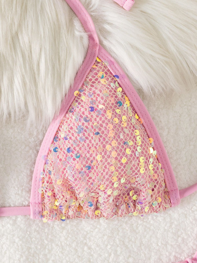 Bikini triangle sequins dos nu noué Y2K 2000s