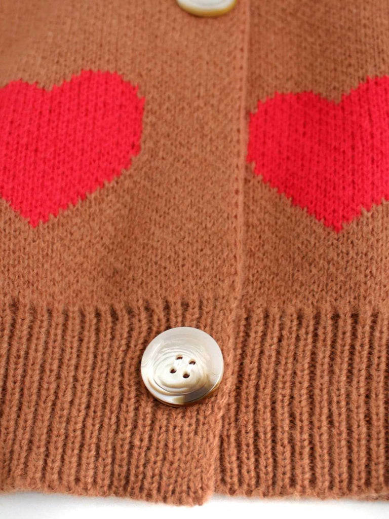 Cardigan en maille à imprimé cœur style Saint-Valentin années 1950