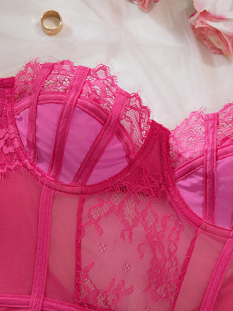 [Prévente] Ensemble pyjama body à nœud papillon uni avec bas assortis années 1980