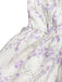 Combishort bretelles spaghetti violette floral années 1970