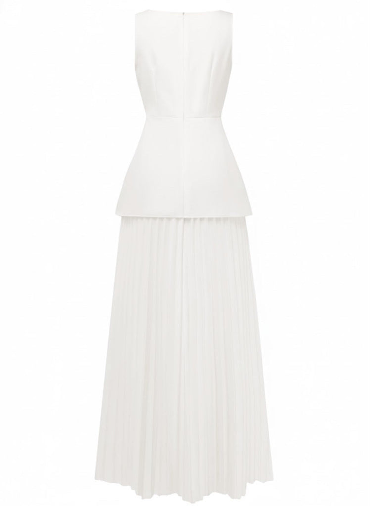 2PCS Ensemble Haut Tricoté et Jupe Maxi Plissée Années 1930