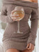 Robe à épaules dénudées manches longues en mohair des années 1980