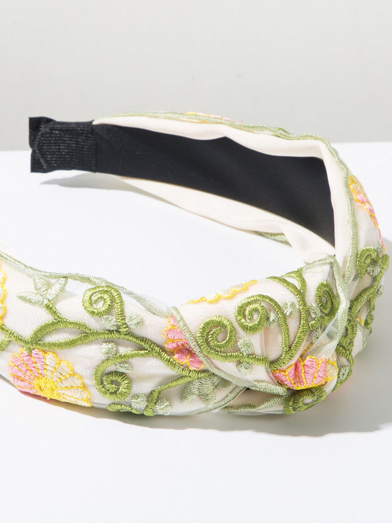 Bandeau floral brodé style bohème rétro