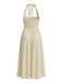 Robe à col licou unie à bretelles larges années 1940