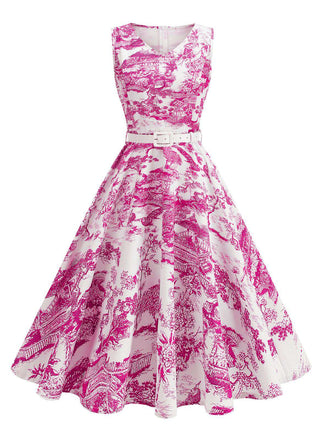 Robe sans manches avec ceinture des années 1950