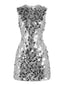 Robe de soirée disco Argent sans manches à paillettes Y2K