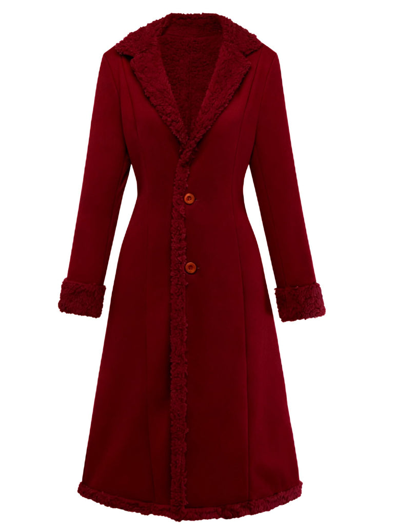 Manteau mi-long en suédine col revers uni des années 1930