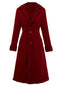 Manteau mi-long en suédine col revers uni des années 1930
