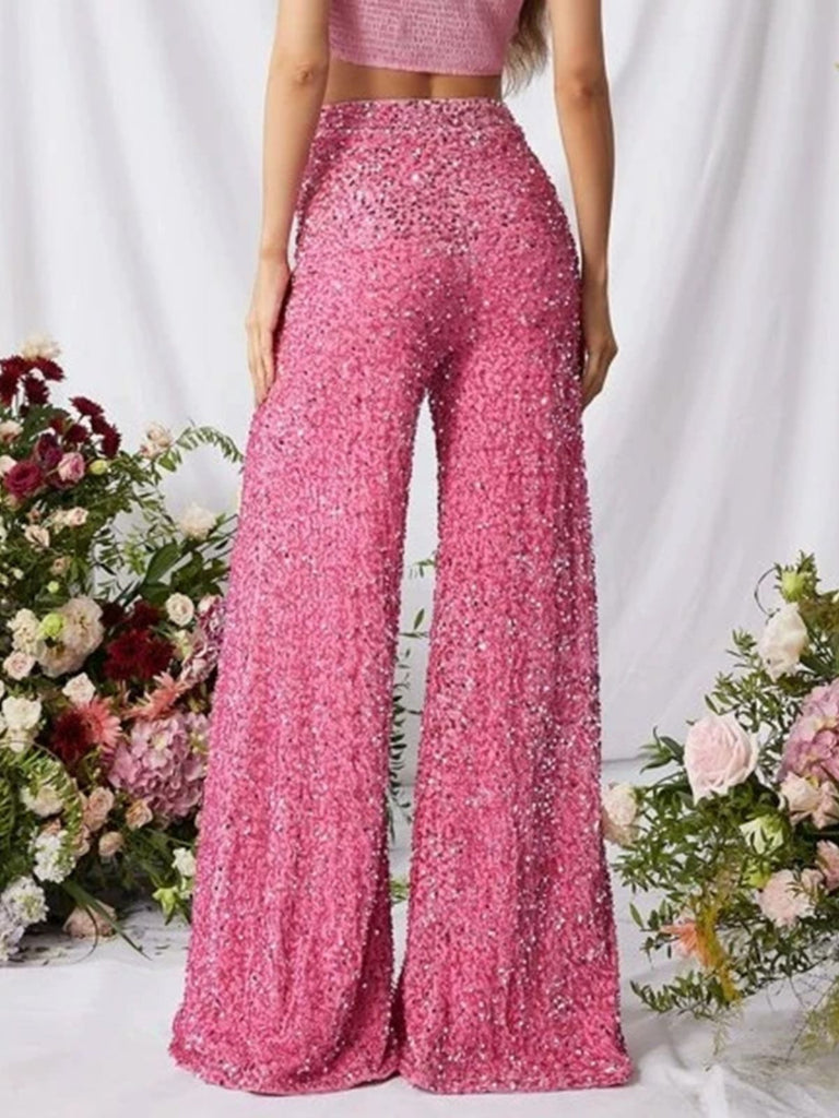 Pantalon disco sequins unis jambes larges années 70