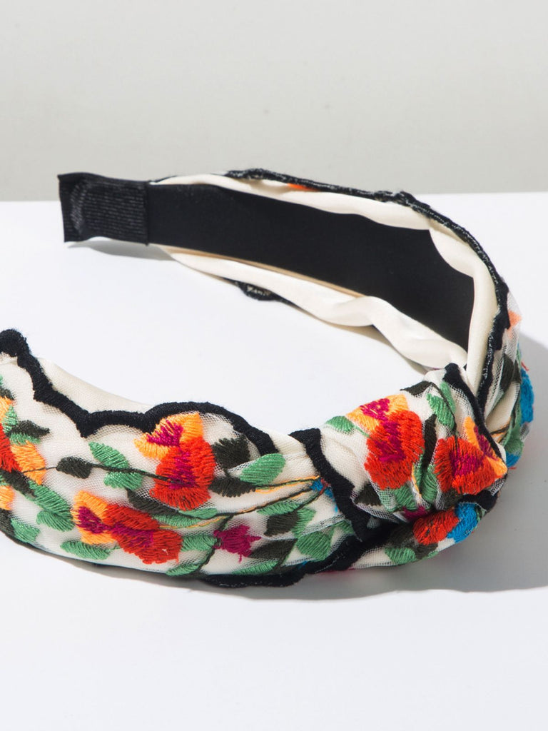 Bandeau floral brodé style bohème rétro