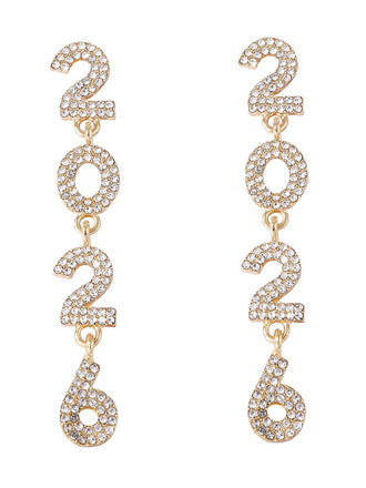 Boucles d'oreilles pendantes strass 2026 colorées pour le Nouvel An