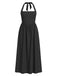 Robe à col licou unie à bretelles larges années 1940