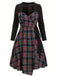 [Grande taille] Robe patchwork noire à carreaux découpés années 40