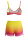Ensemble bikini short de bain à lacets dégradé années 60