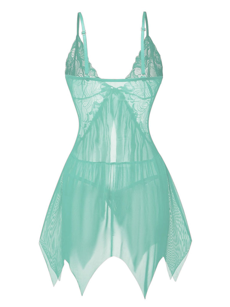 Ensemble de lingerie nuisette en dentelle et satin années 1980