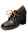Chaussures En Cuir Vintage À Lacets Talon Épais
