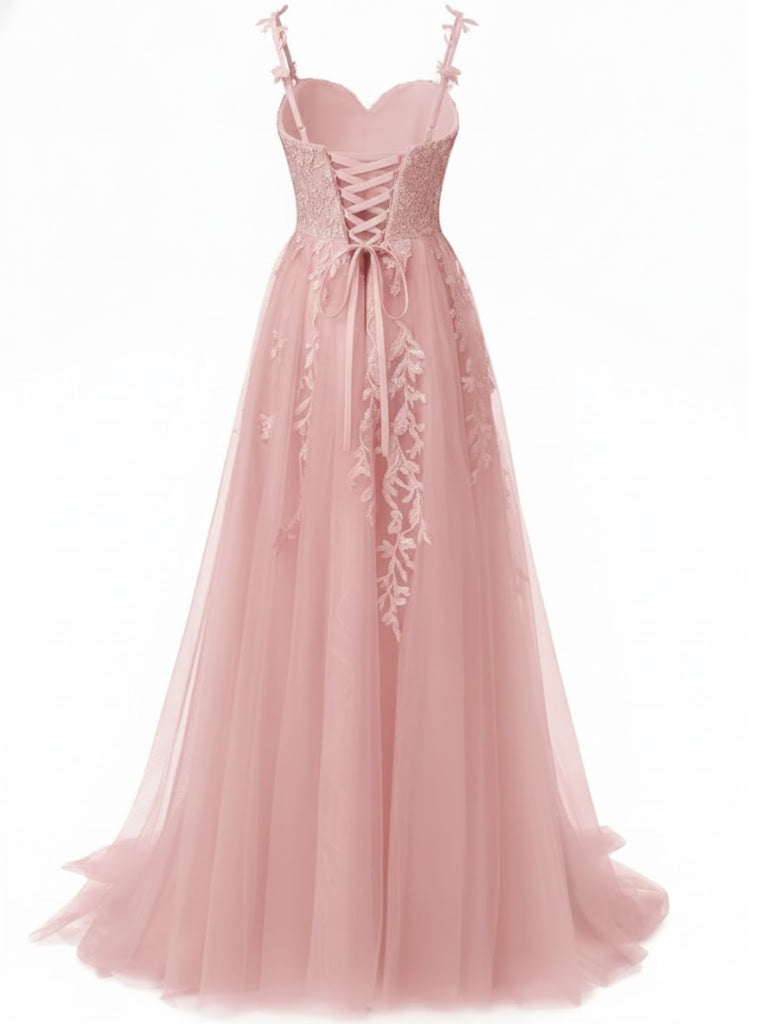 Robe longue rouge en tulle et dentelle à fines bretelles des années 1930