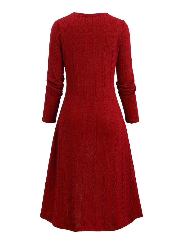 [Grande taille] Robe en maille à carreaux et nœud papillon années 40