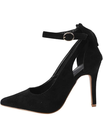 Chaussures Daim Nœud Bride Cheville Bout Pointu Talon Haut