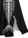 [Prévente] Robe longue fendue noire imprimé squelette d'Halloween des années 1950