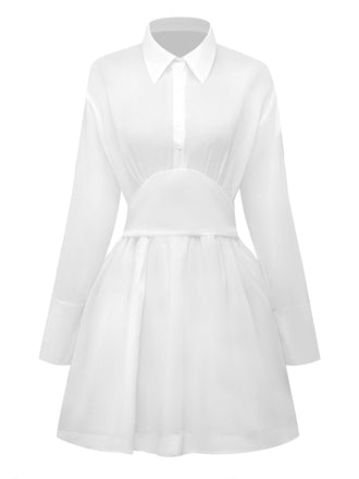 Robe chemise transparente manches longues des années 1970