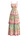 Robe longue fleurs volants rose foncé années 30
