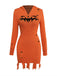 Robe à capuche orange en tricot effet citrouille vieillie Halloween des années 1970