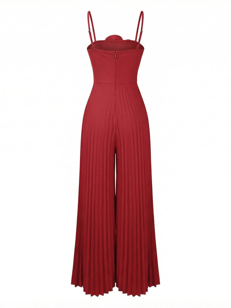 Combinaison unie à fines bretelles et rose 3D années 1970