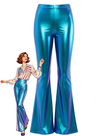 Pantalon bootcut moulant métallisé uni années 1970