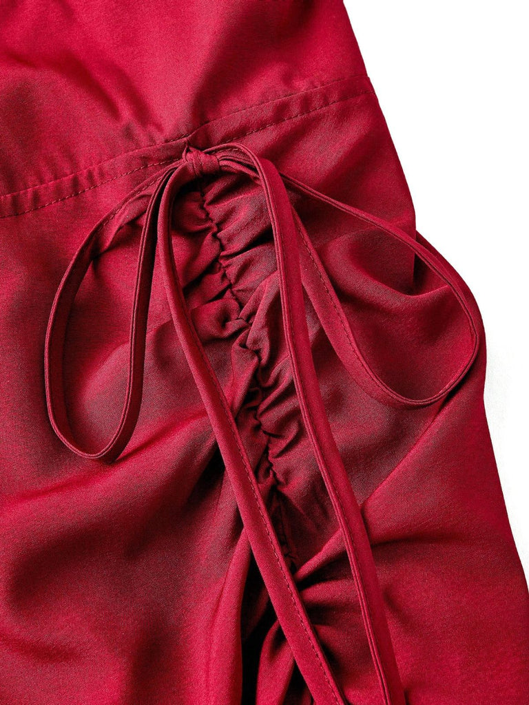 [Prévente] Robe à bretelles froncées et ourlet à volants années 1950