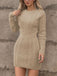 Robe moulante manches longues en maille torsadée des années 1960