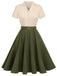 [Prévente] Robe boutonnée kaki verte style Blanche-Neige années 1950