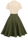 [Prévente] Robe boutonnée kaki verte style Blanche-Neige années 1950