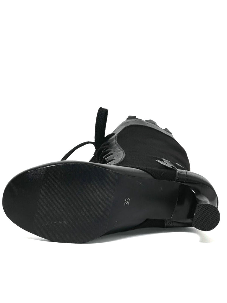 Bottines brogues vintage à lacets et talon mi-haut