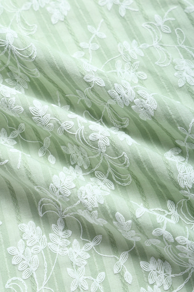 [Prévente] Robe Vert Menthe Floral Coton Dos Nu Nœud Évasé Années 1940 7