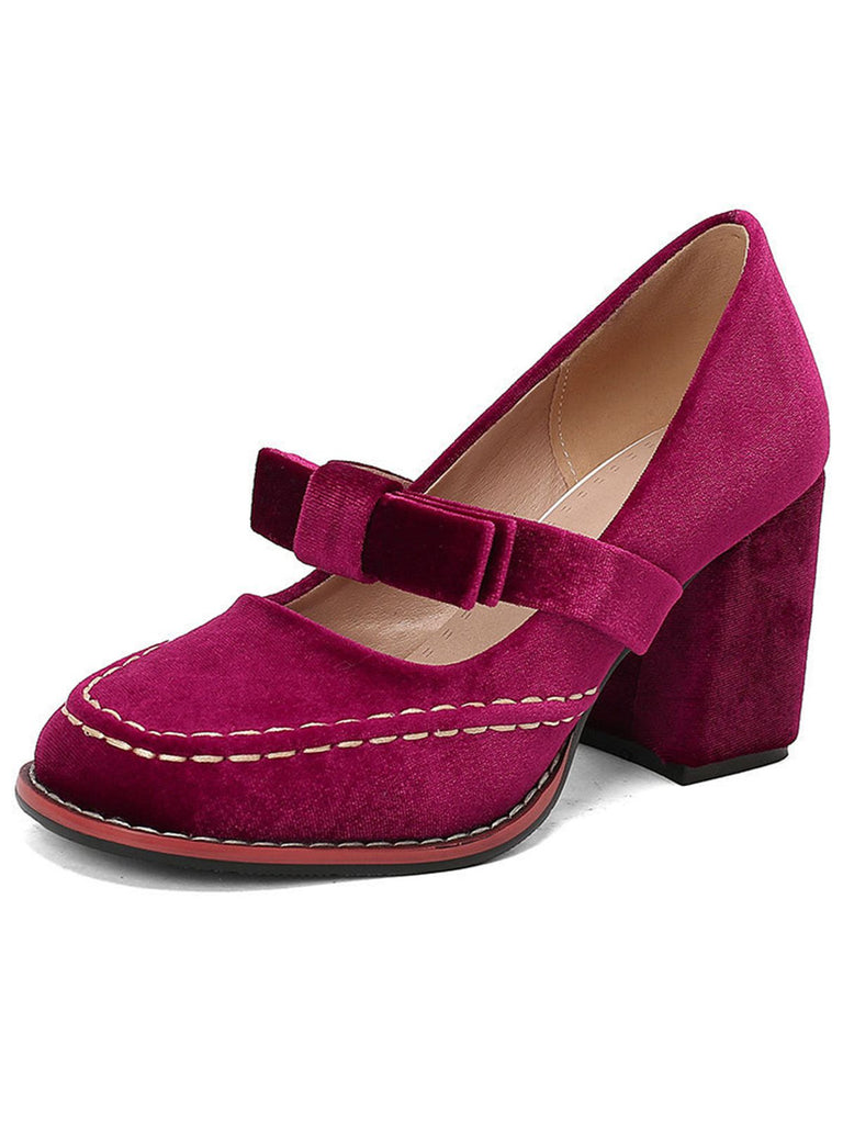 Escarpins Mary Jane en daim uni avec nœud