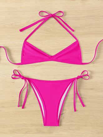 Ensemble bikini froncé à lacets style années 60