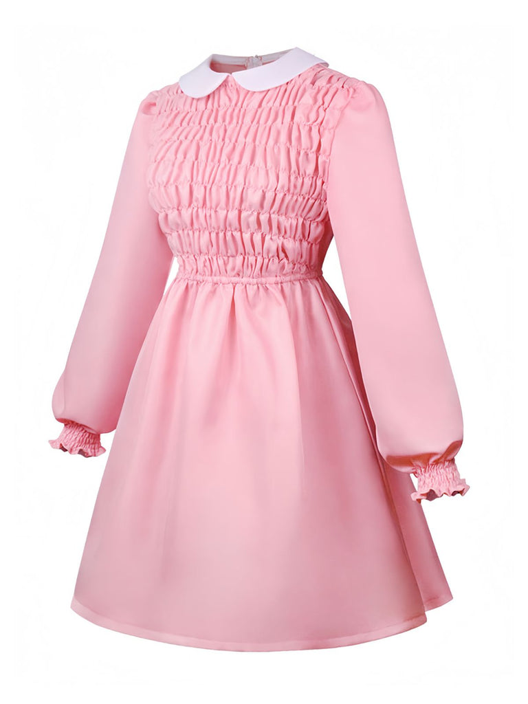 Robe rose smocks inspirée du costume d'Eleven dans Stranger Things années 1980