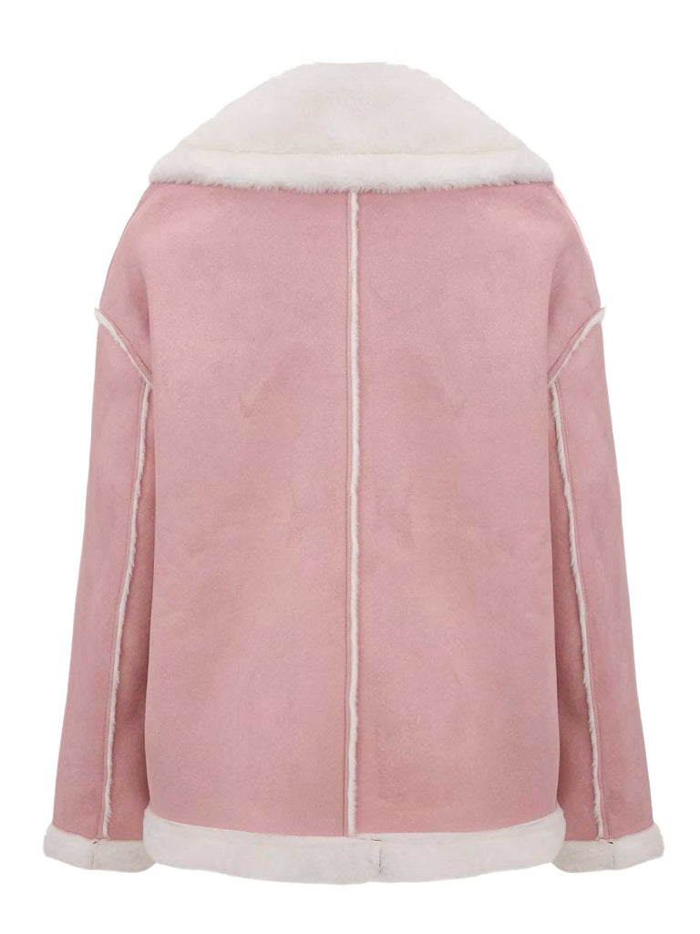 Veste à revers en peluche avec poches et boucle années 1940