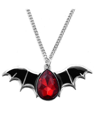 Collier avec pendentif chauve-souris en rubis pour Halloween