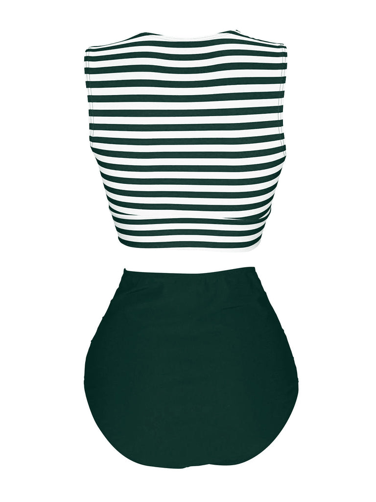[Prévente] Maillot de bain à rayures à lacets bleu et rouge des années 1970