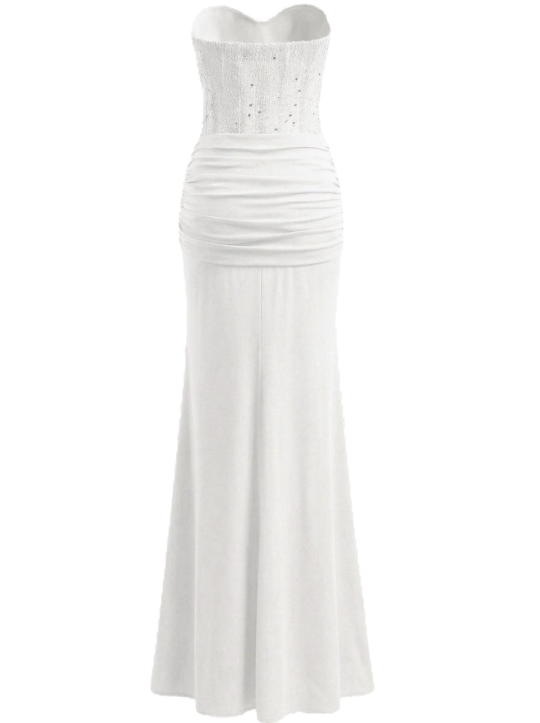 Robe longue bustier à lacets unie années 1930