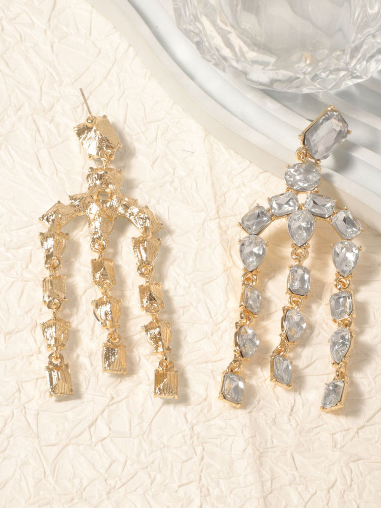 Boucles d'oreilles vintage en cristal et diamants en cascade