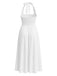 Robe à col licou unie à bretelles larges années 1940