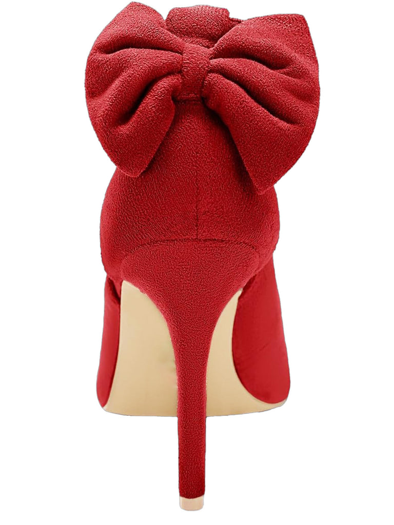Chaussures Daim Nœud Bride Cheville Bout Pointu Talon Haut