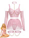 Ensemble lingerie rose en résille avec ras-de-cou et chaînes années 1980