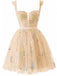Robe courte verte en dentelle florale brodée années 1970